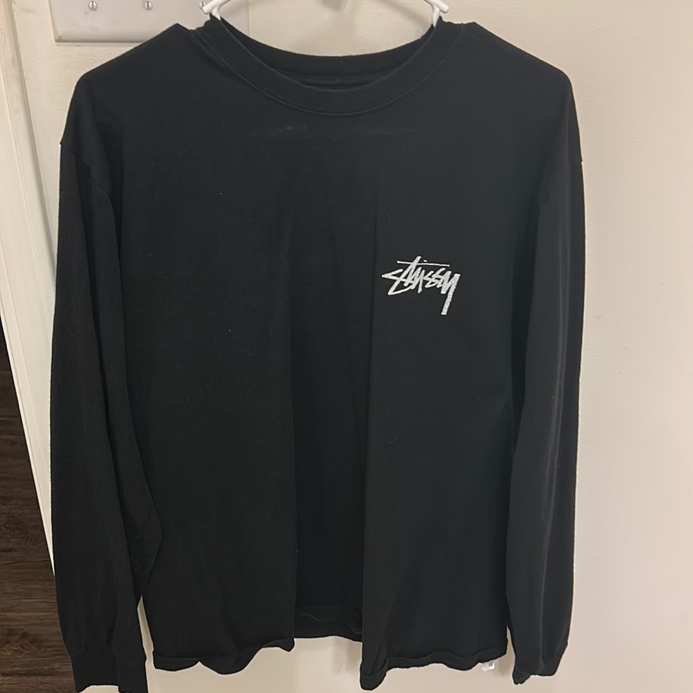 black stussy 8 ball fade long sleeve t-shirt